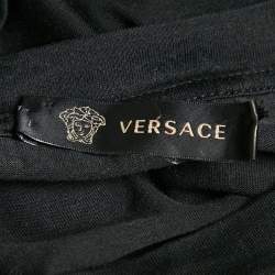 Pre Owned Versace Black  Medusa Embroidered Jersey T-Shirt S