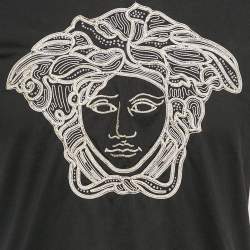 Pre Owned Versace Black  Medusa Embroidered Jersey T-Shirt S