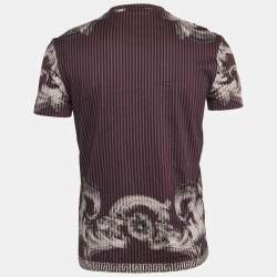 Pre Owned Versace Black/Purple Medusa Print Jersey Lenticular Foulard T-shirt S