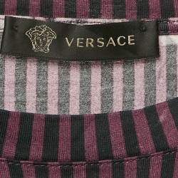 Pre Owned Versace Black/Purple Medusa Print Jersey Lenticular Foulard T-shirt S