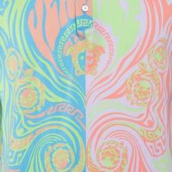 Versace Multicolor Psychedelic Print Cotton Taylor Fit Polo T-Shirt L