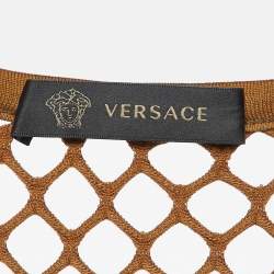 Versace Brown Mesh Crew Neck T-Shirt S