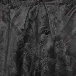 Versace Underwear Black Barocco Print Cotton & Silk Pajama Pants L