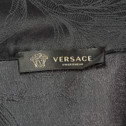 Versace Underwear Black Barocco Print Cotton & Silk Pajama Shirt M
