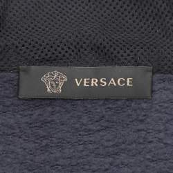 Versace Blue Knit Medusa Patch Detail Hooded Jacket XXL