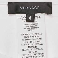 Pre Owned تي شيرت فيرساتشي طباعة شعار أبيض قطن ياقة دائرية مقاس متوسط