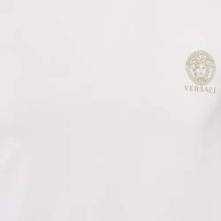 Pre Owned تي شيرت فيرساتشي طباعة شعار أبيض قطن ياقة دائرية مقاس متوسط