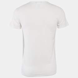 Pre Owned تي شيرت فيرساتشي طباعة شعار أبيض قطن ياقة دائرية مقاس متوسط