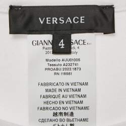 Pre Owned Versace White Logo Print Round Neck T-Shirt M