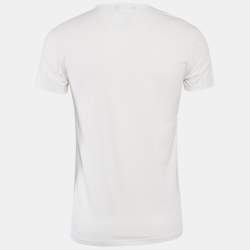Pre Owned Versace White Logo Print Round Neck T-Shirt M