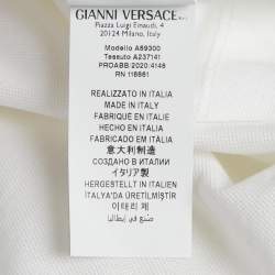 Pre Owned Versace White Medusa Embroidery Pique Cotton Polo T-Shirt XXXL