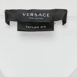 Pre Owned Versace White Medusa Embroidery Pique Cotton Polo T-Shirt XXXL