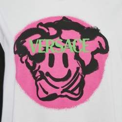 Versace White Graffiti Print Jersey Long Sleeve T-Shirt XL