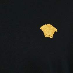 Versace Black Medusa Applique Jersey Crewneck Shirt XXL