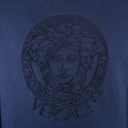 Versace Underwear Blue Medusa Embroidery Cotton Sweatshirt XL