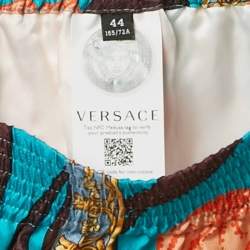 Versace Blue Acid Bouquet Print Silk Shorts XS