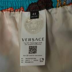 Versace Blue Acid Bouquet Print Silk Shorts XS
