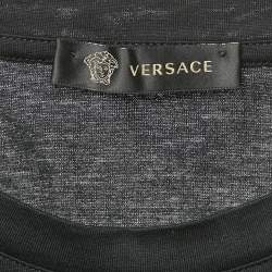 Versace Black Medusa Embellished Cotton Crew Neck T-Shirt L