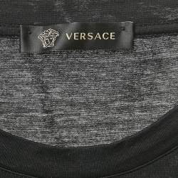 Versace Black Medusa Stud Embellished Cotton Crew Neck T-Shirt L