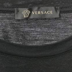مملوكة مسبقًا Versace Black Medusa Embroidery Studded Cotton Crew Neck T-Shirt L
