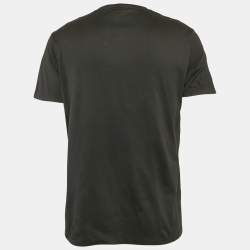 مملوكة مسبقًا Versace Black Medusa Embroidery Studded Cotton Crew Neck T-Shirt L