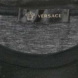 Versace Black Logo Studded Cotton Crew Neck T-Shirt L