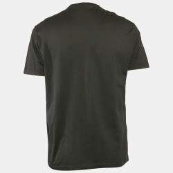 Versace Black Logo Studded Cotton Crew Neck T-Shirt L