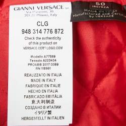 Versace Black Coated Cotton Button Front Belted Overcoat L