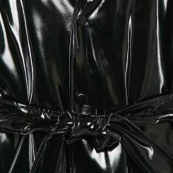 Versace Black Coated Cotton Button Front Belted Overcoat L