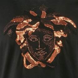 Versace Black Medusa Sequin Embroidery Jersey Crewneck T-Shirt L