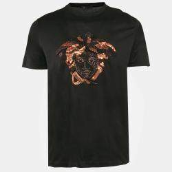 Versace Black Medusa Sequin Embroidery Jersey Crewneck T-Shirt L
