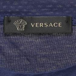 Versace Blue Medusa Embroidered Jersey Crewneck T-Shirt L