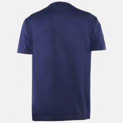 Versace Blue Medusa Embroidered Jersey Crewneck T-Shirt L