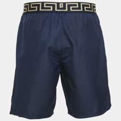 Versace Blue Greca Border Synthetic Swim Shorts L