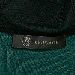 Versace Green Leather Logo Detail Velour Track Suit M