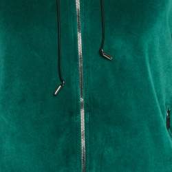 Versace Green Leather Logo Detail Velour Track Suit M