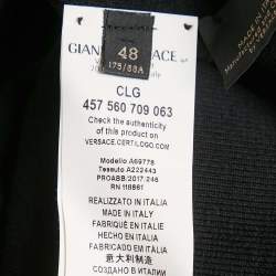 Versace Black Medusa Applique Wool Knit V-Neck Sweater M