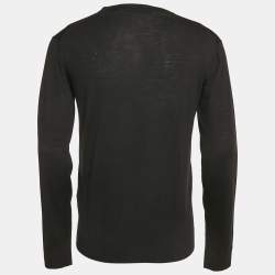 Versace Black Medusa Applique Wool Knit V-Neck Sweater M