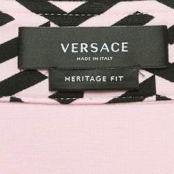 Versace Pink Logo Printed Knit Long Sleeve Shirt S