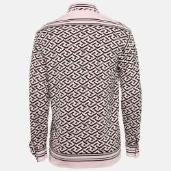 Versace Pink Logo Printed Knit Long Sleeve Shirt S