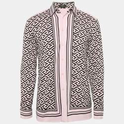 Versace Pink Logo Printed Knit Long Sleeve Shirt S