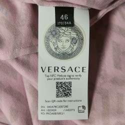 Versace Pink Logo Printed Knit Long Sleeve Shirt S