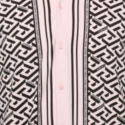 Versace Pink Logo Printed Knit Long Sleeve Shirt S