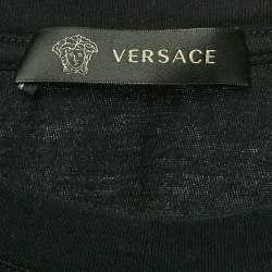 Pre Owned Versace Black Medusa Print Cotton Crew Neck T-Shirt XS