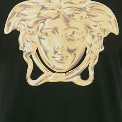 Pre Owned Versace Black Medusa Print Cotton Crew Neck T-Shirt XS