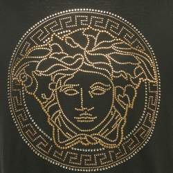 Versace Black Crystal Medusa Embellished Cotton Crew Neck T-Shirt L