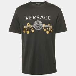 Versace Black Medusa Print and Pin Embroidery Cotton Crew Neck T-Shirt XXL