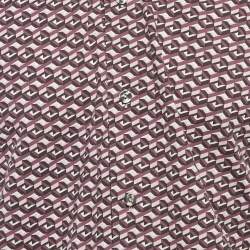 Pre Owned Versace Collection Purple Geometric Print Cotton Shirt M