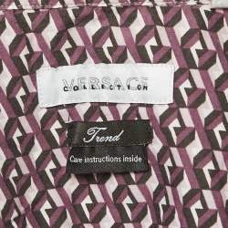 Pre Owned Versace Collection Purple Geometric Print Cotton Shirt M