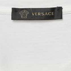 Versace Whte Medusa Embellished Jersey Crewneck T-Shirt 
